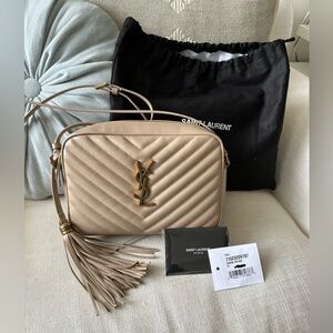 Lou Medium YSL Camera Bag with Pocket in Quilted Leather